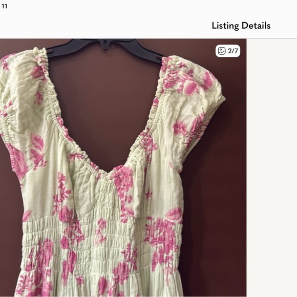 Free People Light Green Floral Cotton Maxi Dress - Picture 2 of 3